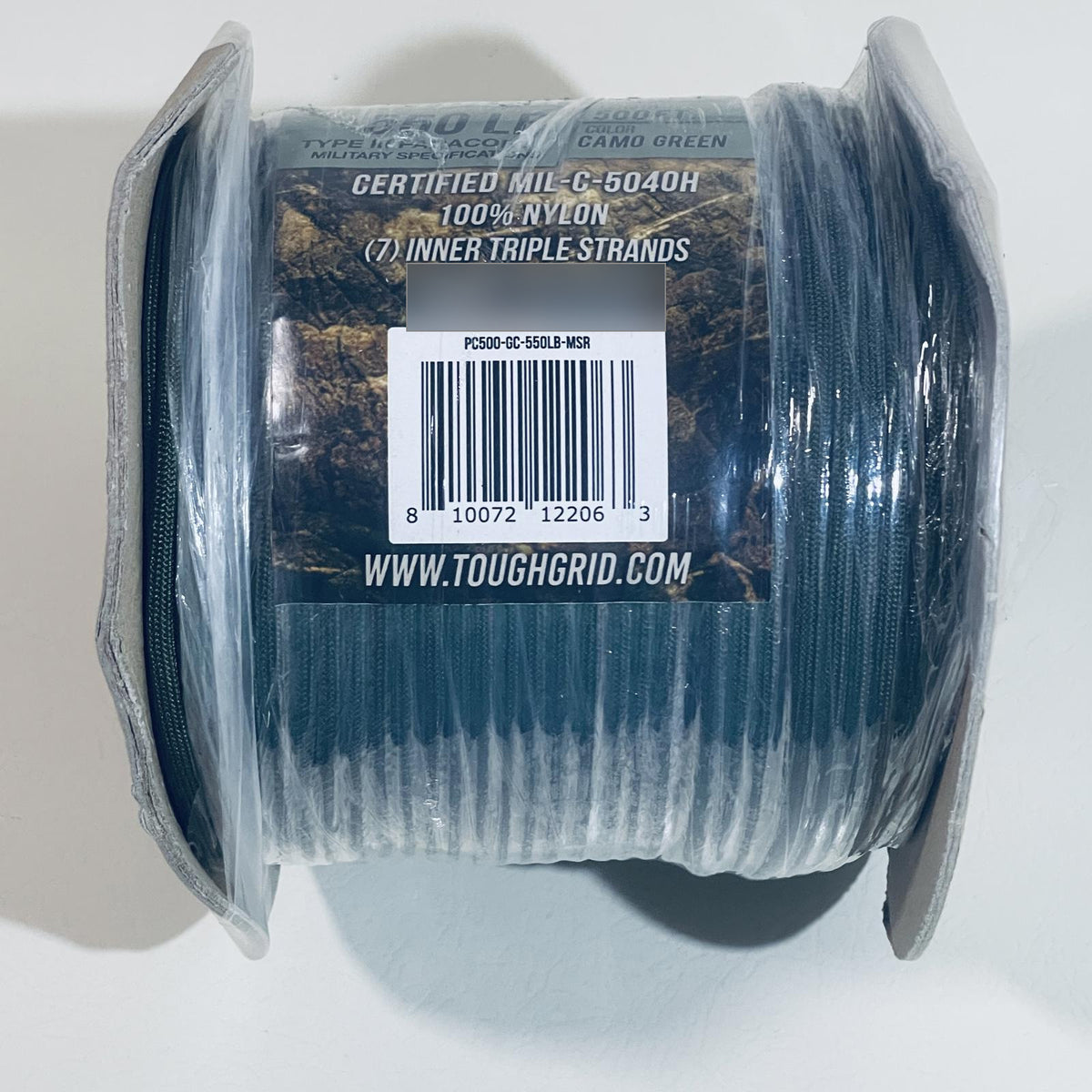 Tough-Grid 550 lb paracord packaging panel, 100% nylon, 7 inner triple strands, model PC500-GC-550LB-MSR