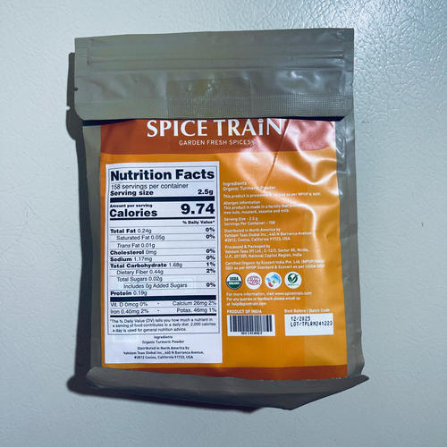 Spice Train Organic Turmeric Powder w/ Curcumin 397g/14oz, Organic / Gluten Free EXP 12/25