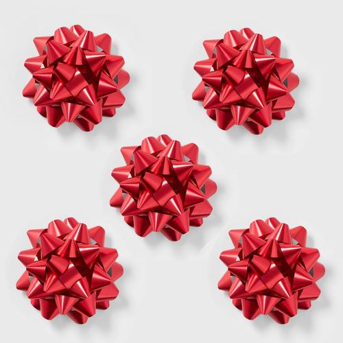 5-pack of Giant Christmas Bows, Red Met Tone - Wondershop™