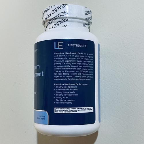 Life Enhancement Cardio Potassium 750mg Taurine 500mg, 120 Capsules, 60 Servings EXP 9/2026