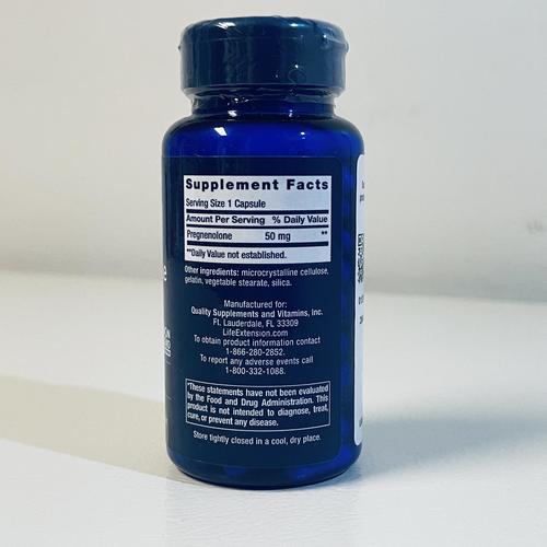 Life Extension Pregnenolone 50mg, Memory & Brain Health, 100 Caps EXP 1/2025