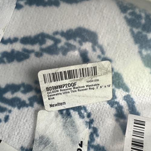 nuLOOM Rosanne Machine Washable Geometric Ultra Thin Runner Rug 2' 6" x 12' Blue