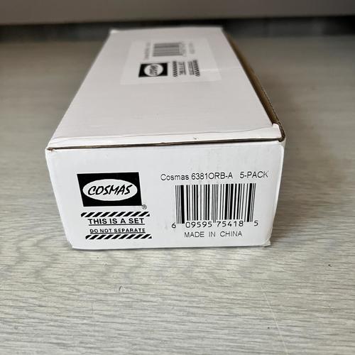 Cosmas 5 Pack 6381ORB-A Oil Rubbed Bronze with Amber Glass Cabinet Cup Pull - 3"