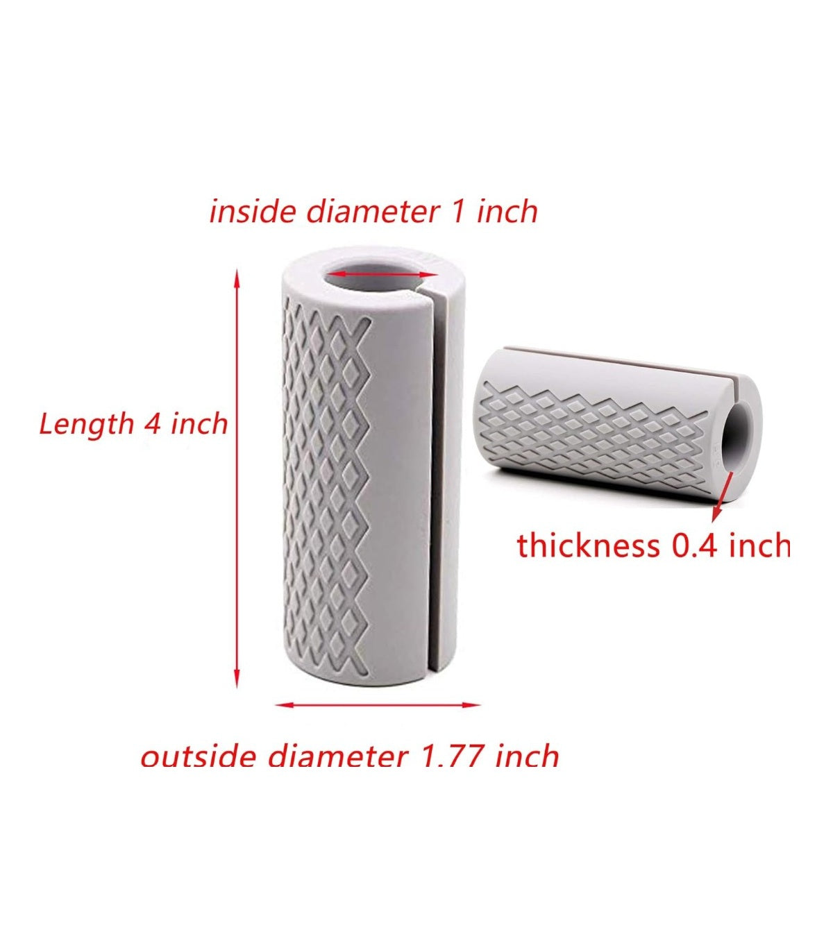 Thick Bar Grips – Fat Grip Adapters for Dumbbells & Barbells – Gray