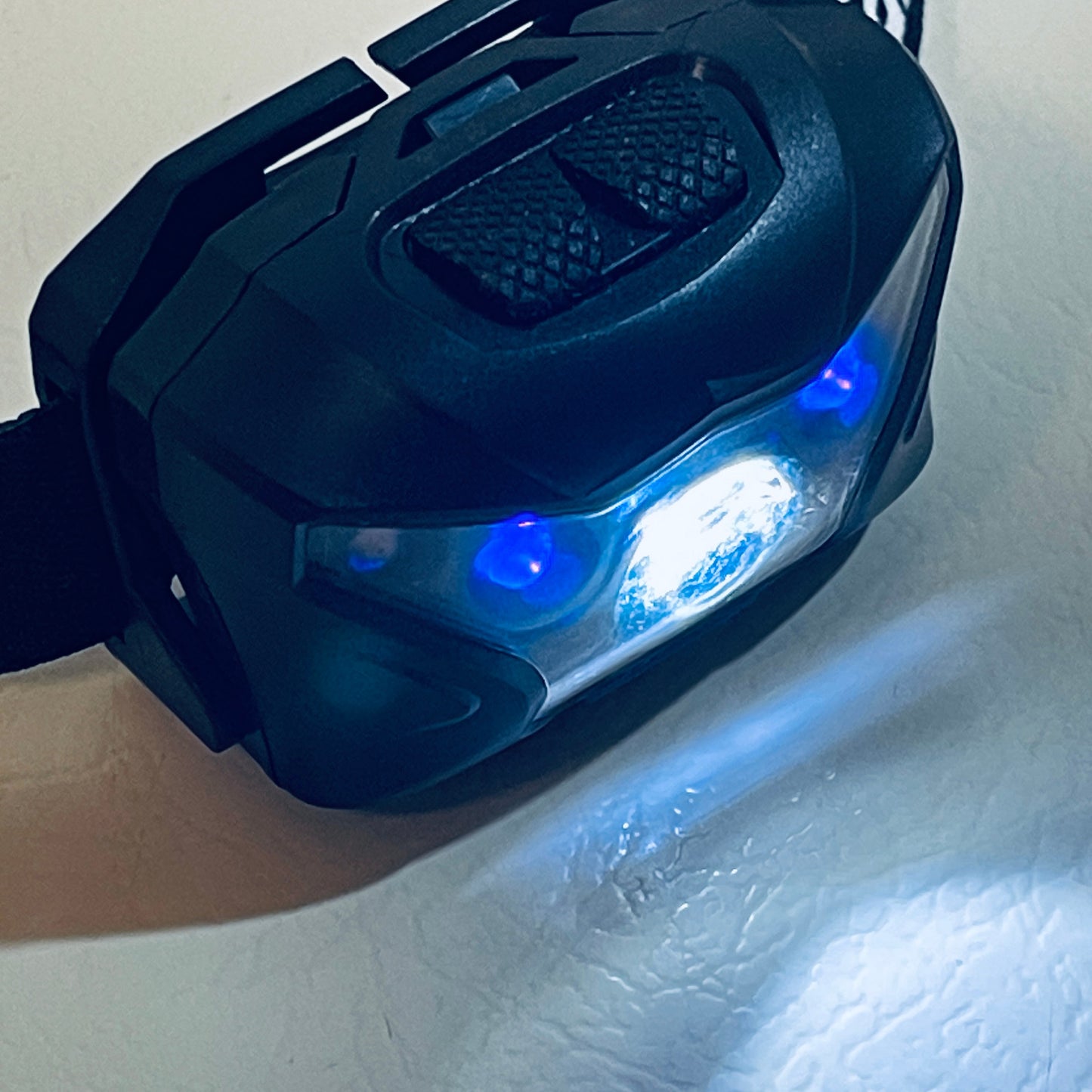 LED Headlamp – USB Rechargeable – White, Red, and Blue/Violet Lights – Adjustable Headband