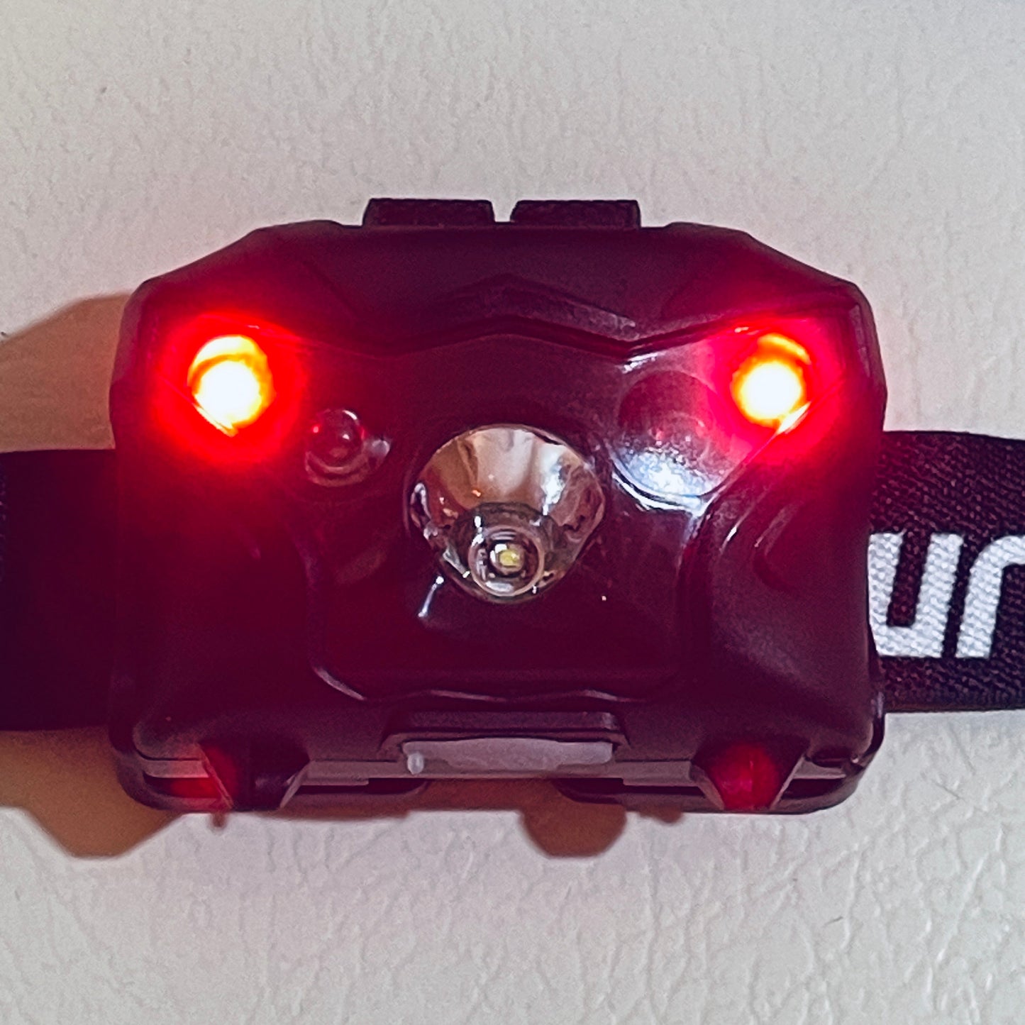 LED Headlamp – USB Rechargeable – White, Red, and Blue/Violet Lights – Adjustable Headband