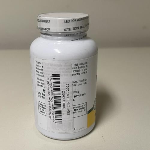 NaturesPlus Vitamin E Chewable - 400 iu, 90 Vegetarian Tablets - Carob Flavor EXP 7/2025