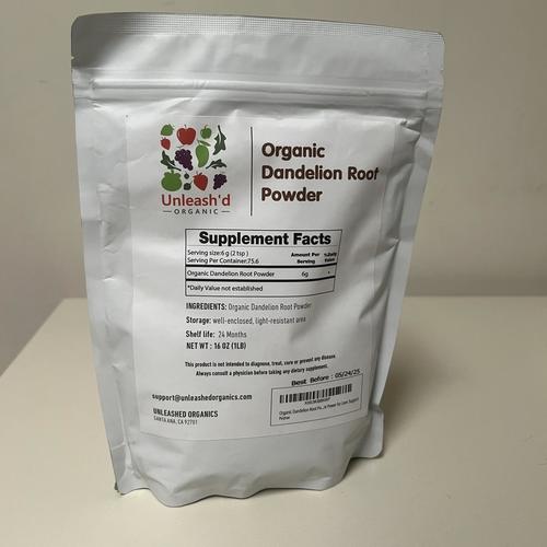 UNLEASH'D ORGANIC Organic Dandelion Root Powder 16 oz for Tea and Beverages