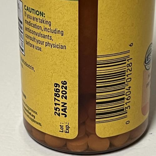 Vitamin B1 100 mg Tablets, 100 Count for Metabolic Health EXP 1/2026