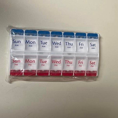 Push Button (7-Day) Pill Case, Medicine / Vitamin Organizer, 2 Times a Day AM/PM