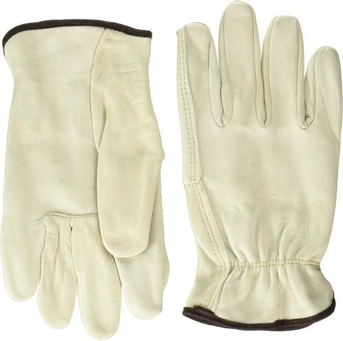 12 Pair Pack, Cow Hide Grain Leather Drivers, Work Safety Gloves, Size (Large)