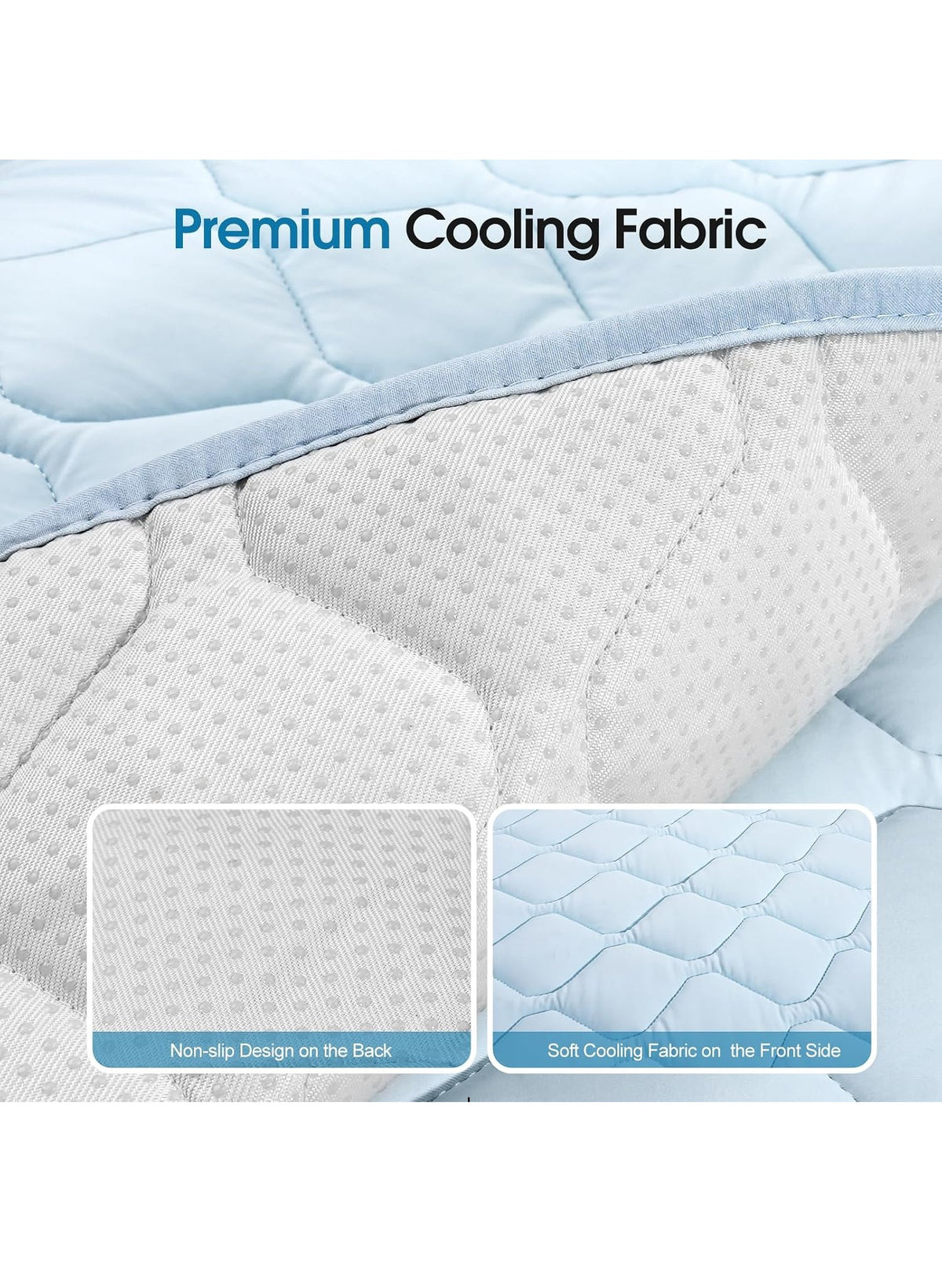 Pet Cooling Mat XL 41x28 Washable Non Slip Dog Crate Pad Light Blue