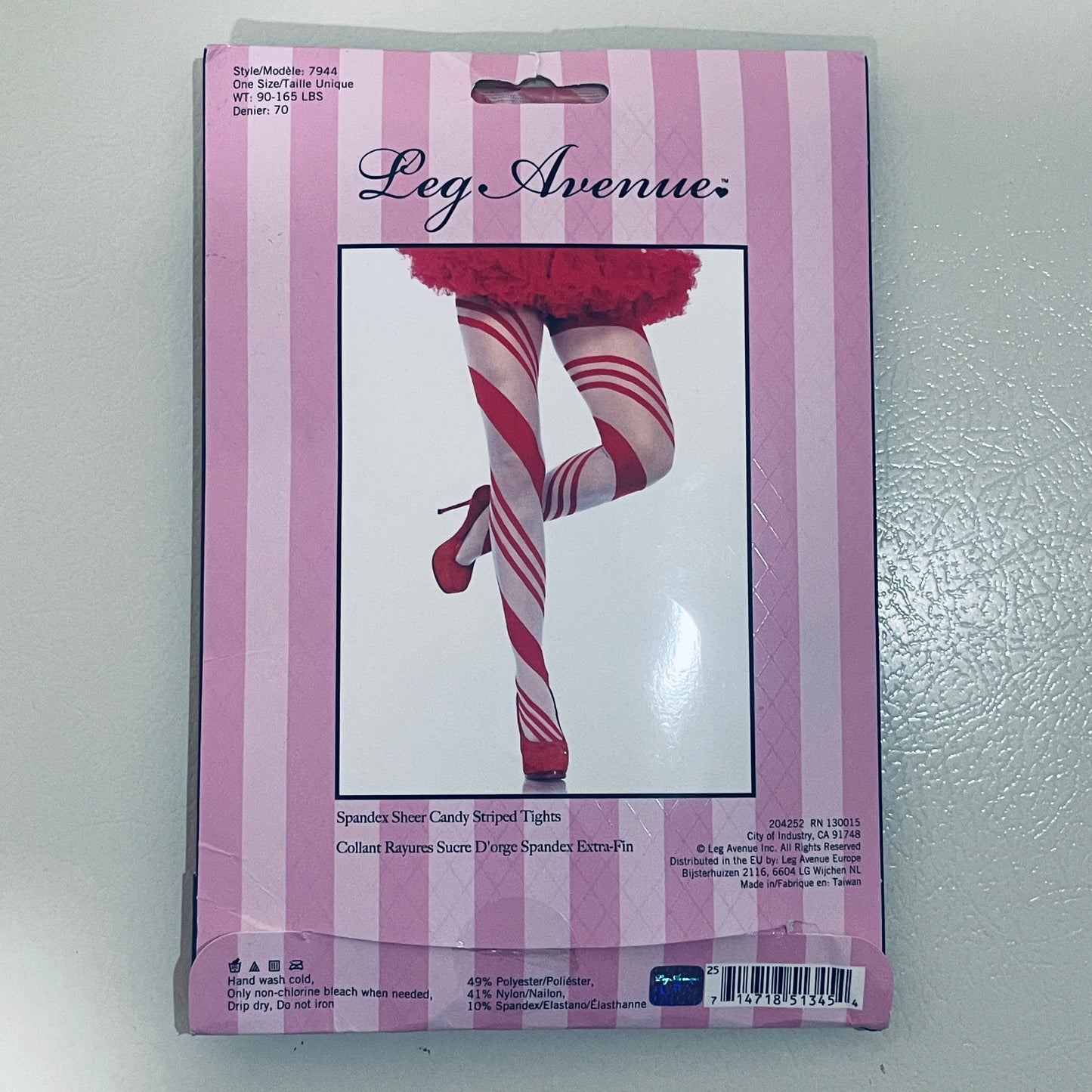 Leg Avenue Candy Striped Sheer Tights - Red and White