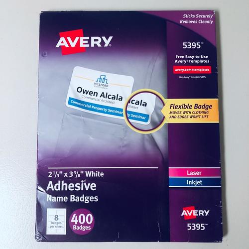 White Adhesive Name Badges - Avery 5395