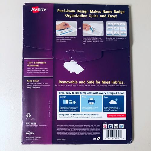 White Adhesive Name Badges - Avery 5395