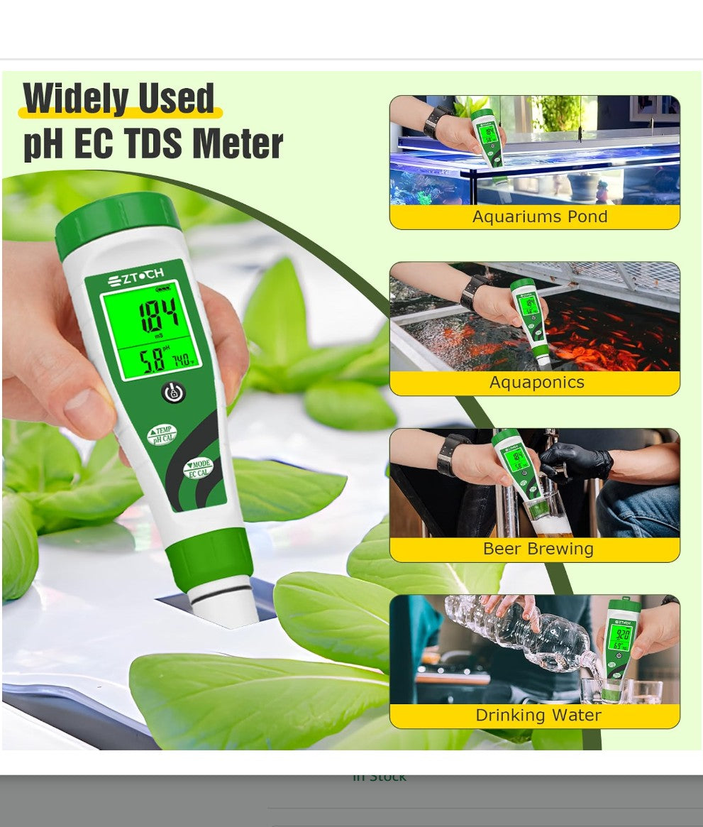 Digital pH and EC Water Quality Tester, Hydroponics, Aquarium, Pool - view 2 of 8