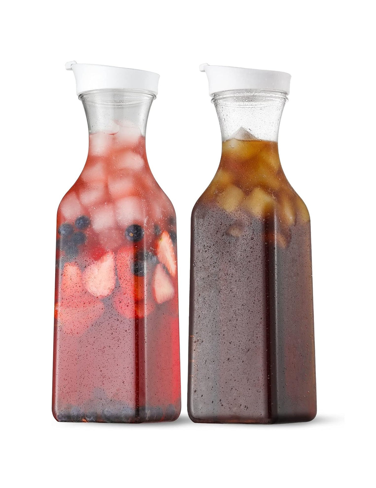 Plastic Water Carafes with Flip Top Lids, 50 oz, Set of 2
