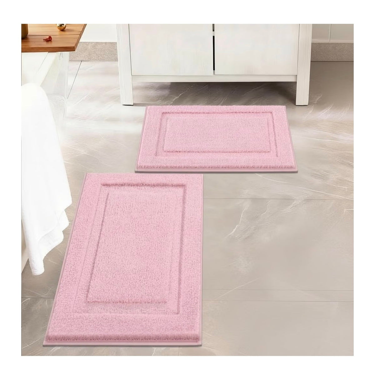 SHACOS Microfiber Bath Rug Set of 2, Pink, Non Slip Washable - view 1 of 4