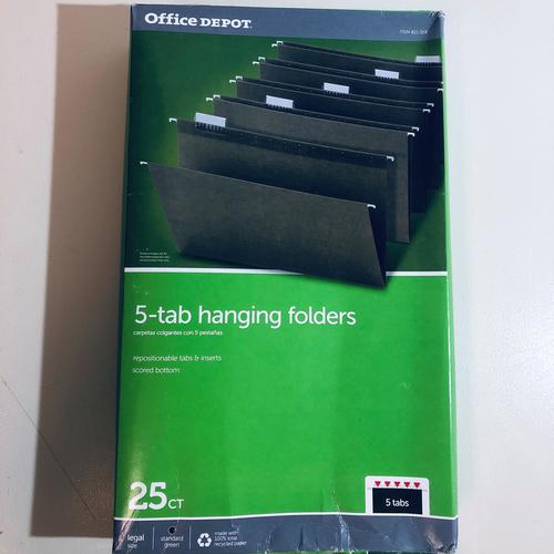 25-pack Office Depot® Hanging File Folders, Legal, Adjustable Tabs 14.75x9.25"
