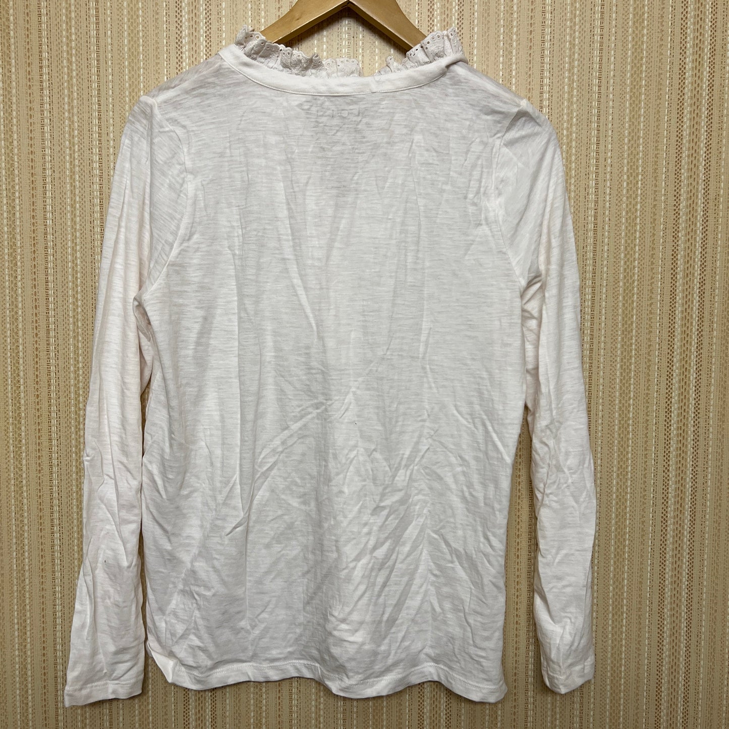 LOFT Women's Eyelet Ruffle Henley Top