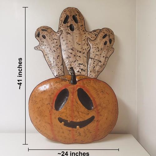 Metal Pumpkin and Ghost Yard Art 41"x24"
