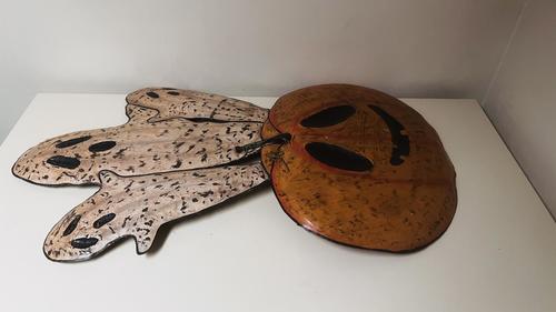 Metal Pumpkin and Ghost Yard Art 41"x24"