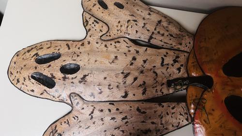 Metal Pumpkin and Ghost Yard Art 41"x24"