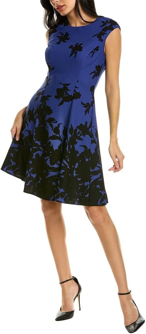 London Style Women's Printed Cap Sleeve Cocktail Dress