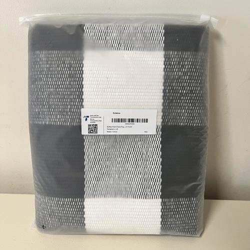 Buffalo Plaid Outdoor Rug, 27.5''x43'' Black & White Check Indoor/Outdoor Rugs