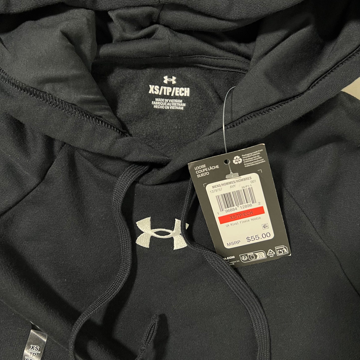 Under Armour Men's Black Rival Fleece Hoodie Sweatshirt XS
