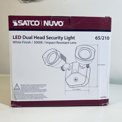 Satco Nuvo 65/210 3000K LED Outdoor Dual Head Security Light, White