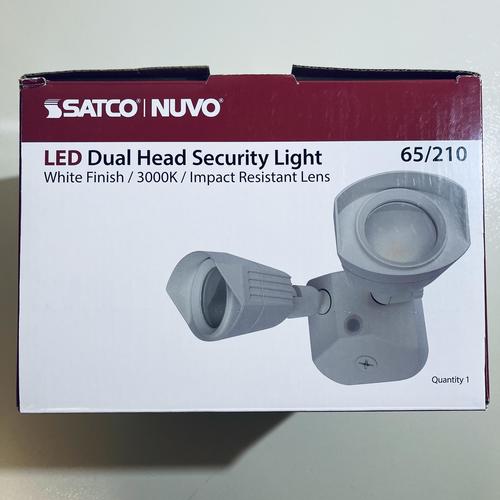 Satco Nuvo 65/210 3000K LED Outdoor Dual Head Security Light, White