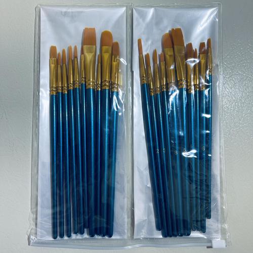 BUNDLE - 3 FolkArt Acrylic Metallic Gold & Silver Paint w/ 20 Bosobo Brushes