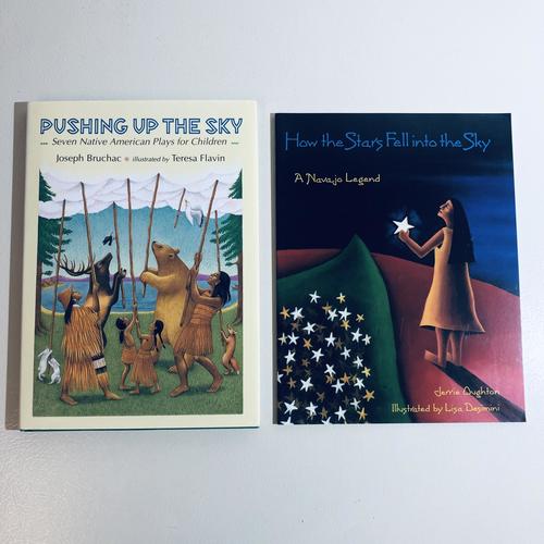 Native American kids 2-book BUNDLE - Pushing Up the Sky & How the Stars Fell NEW