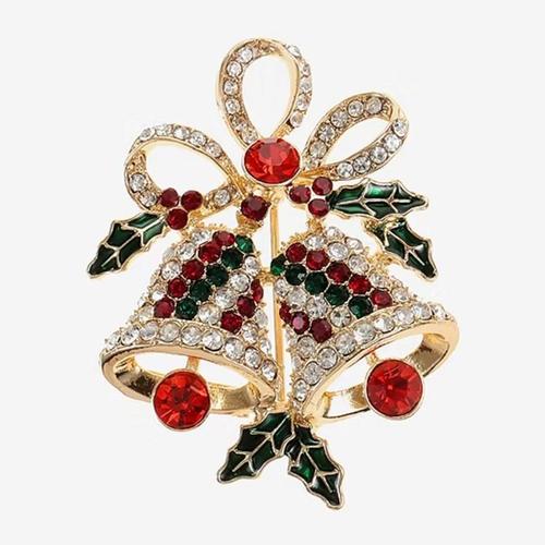 Monet Jewelry Multi Color Christmas Glass Bell Pin