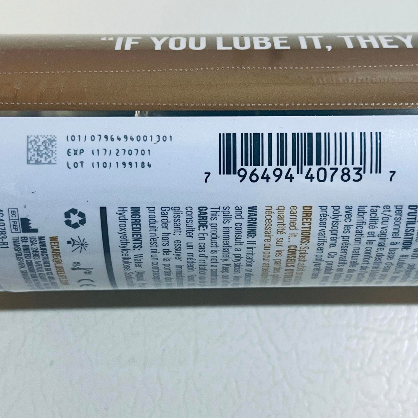 Lube Life Water-Based Lubricant 12 fl oz (360 ml) EXP 7/2027