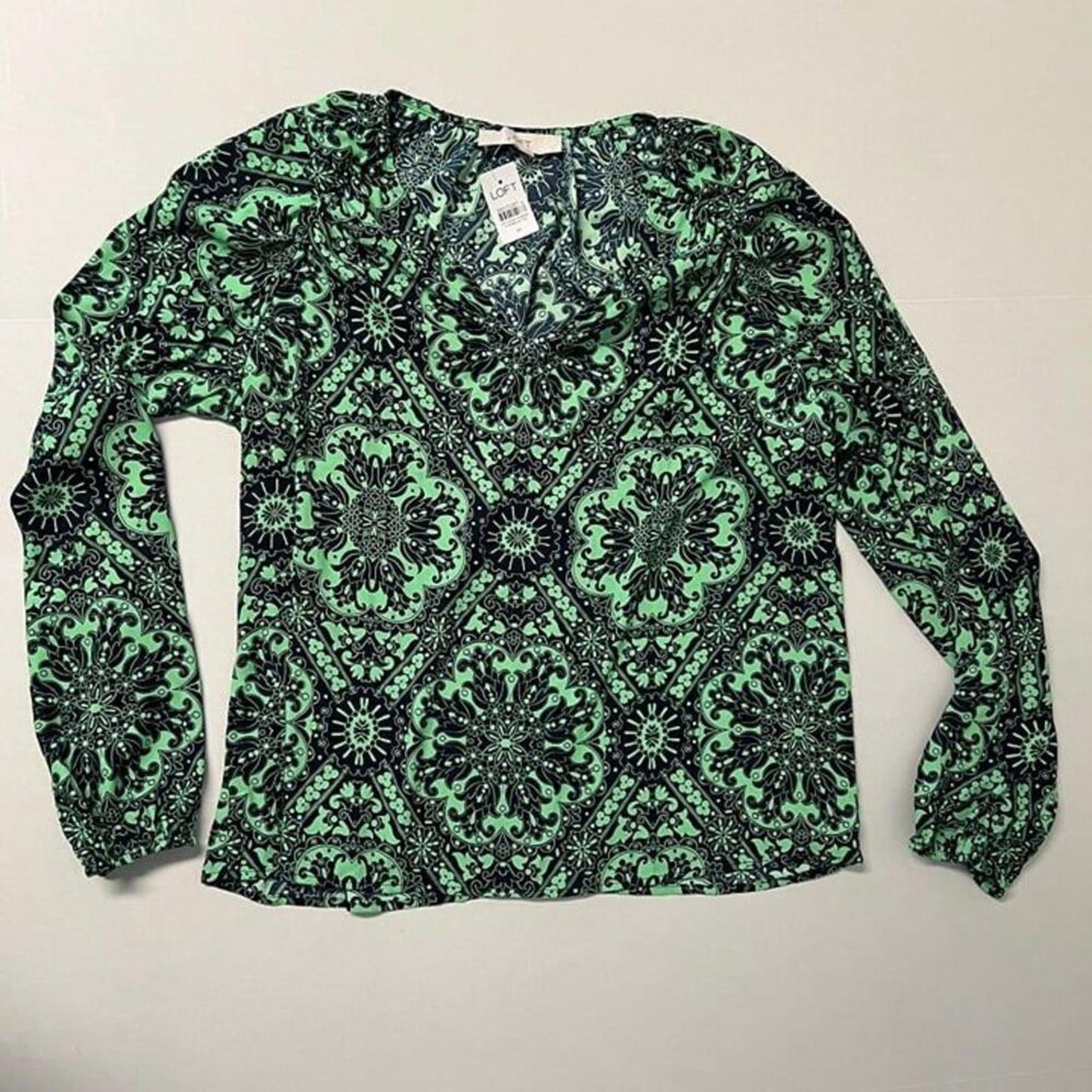 LOFT Tile Shirred Raglan Blouse