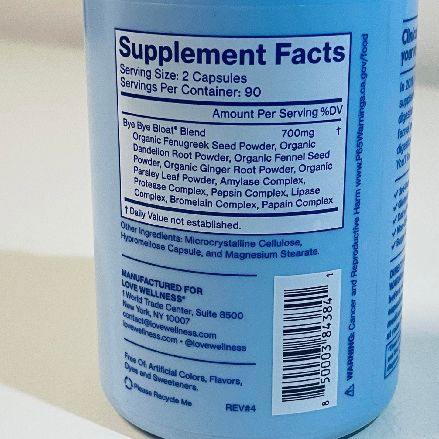 Love Wellness Bye Bye Bloat Debloating 180 Capsules EXP 10/2026