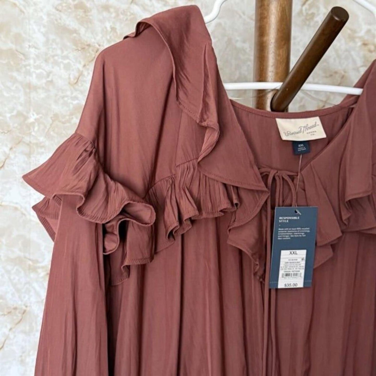 Universal Thread Maxi Dress Long Sleeve Ruffle Maxi A-Line Dress