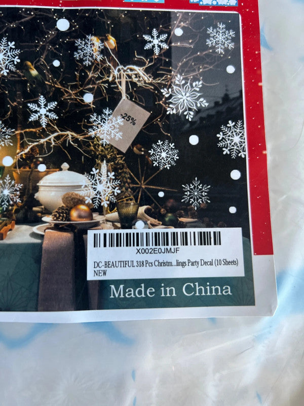 318 Pcs Snowflake Window Clings, White Christmas Decoration