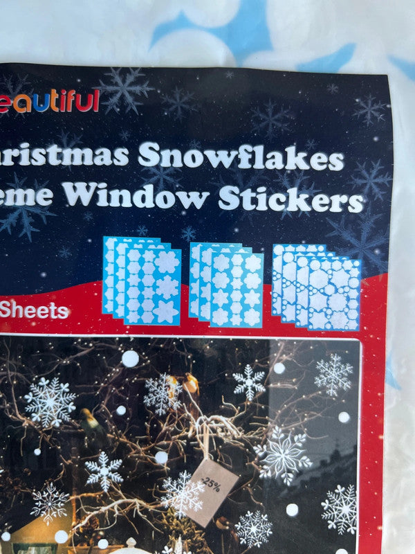 318 Pcs Snowflake Window Clings, White Christmas Decoration