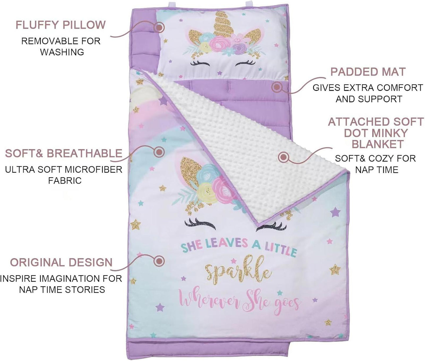 Unicorn Themed Baby Nap Mat with Pillow and Blanket