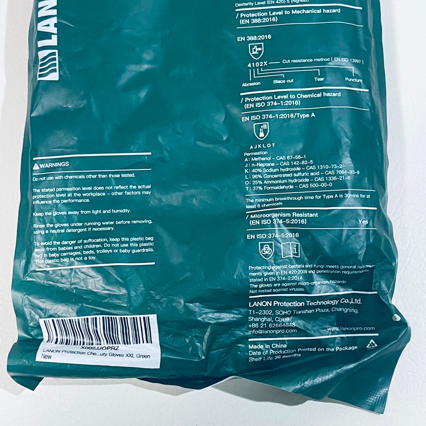 2-pack LANON V146 18" Nitrile Gloves, Chemical Resistant, Long Sleeve, XXL