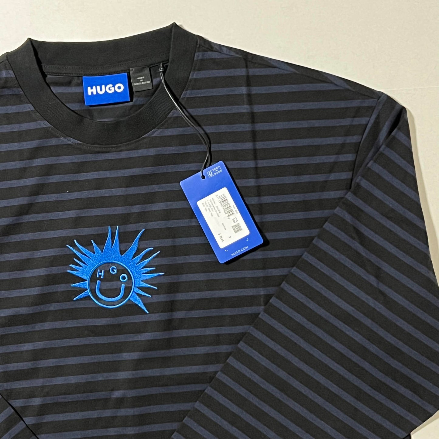 Men's Striped Cotton Logo Graphic Crewneck T-Shirt