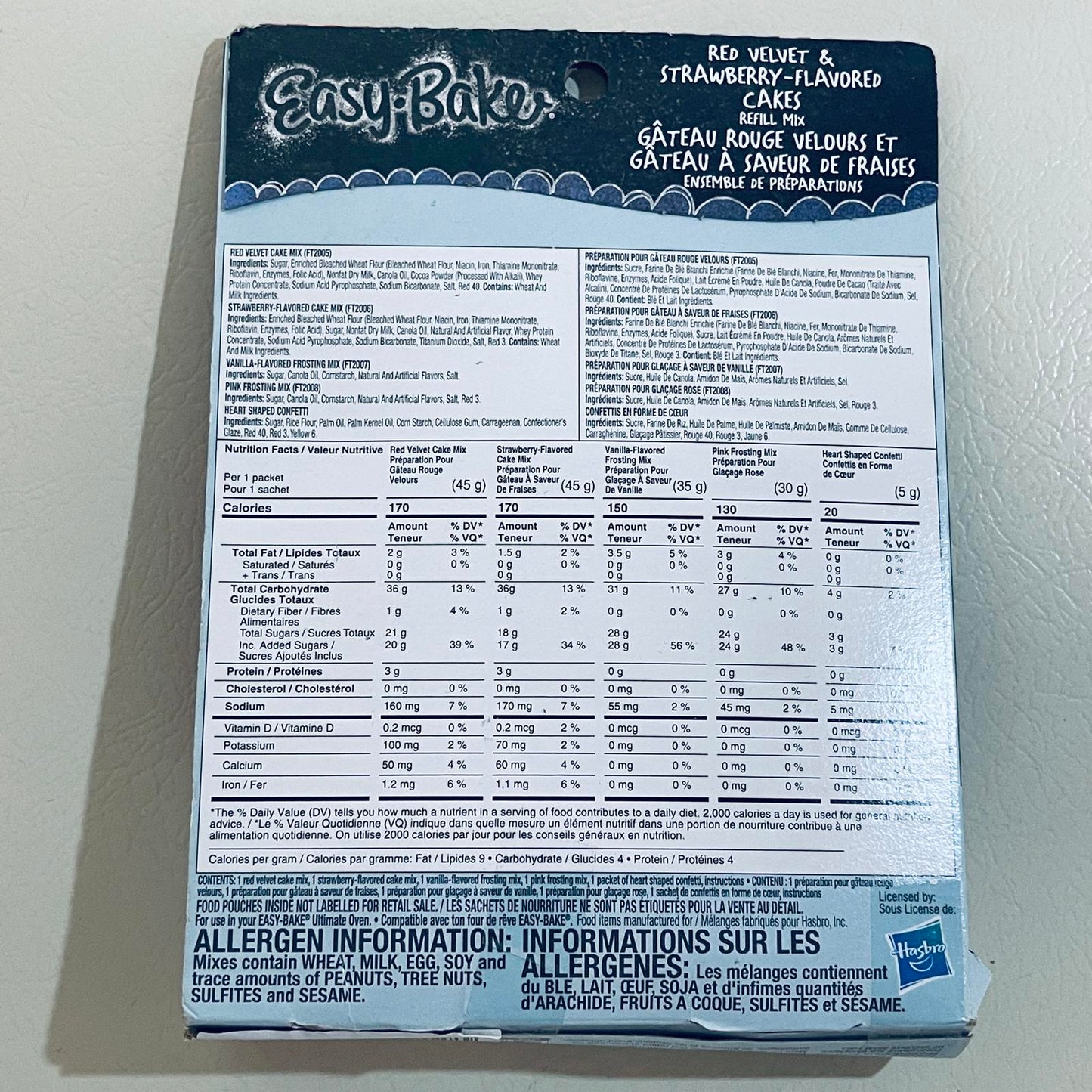 Easy-Bake Red Velvet & Strawberry-Flavored Cakes Refill Mix 5.6 oz 160g EXP 12/2027