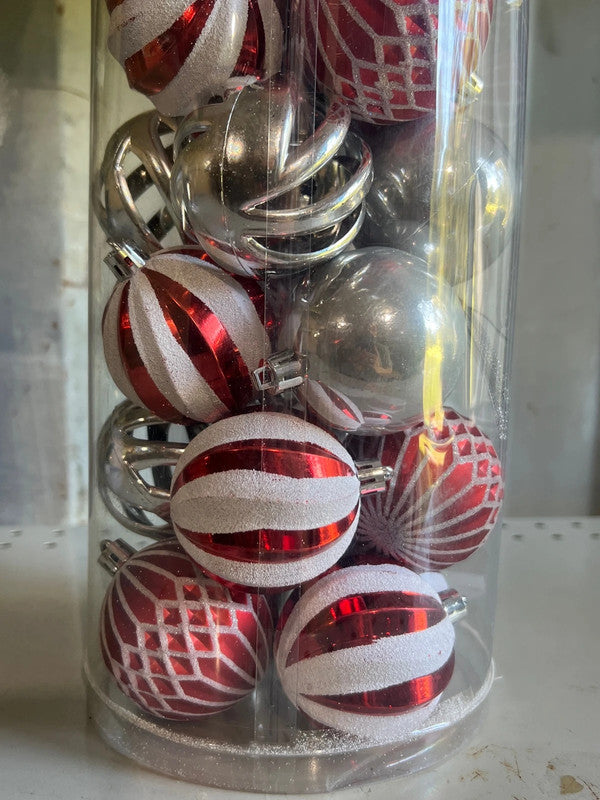 Used - 24 Pcs 2.36 in Shatterproof Christmas Ball Ornaments, Glitter