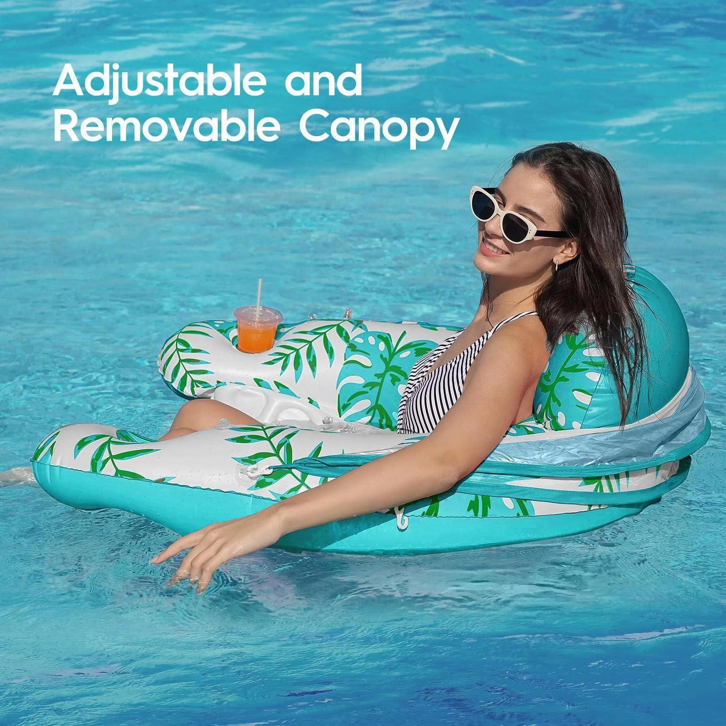 Comfortable Inflatable Pool Float with Canopy