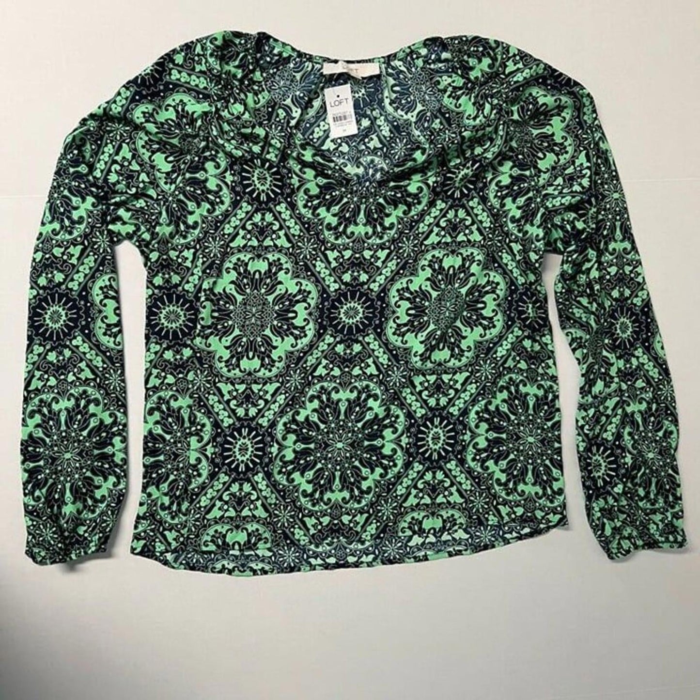 LOFT Tile Shirred Raglan Blouse