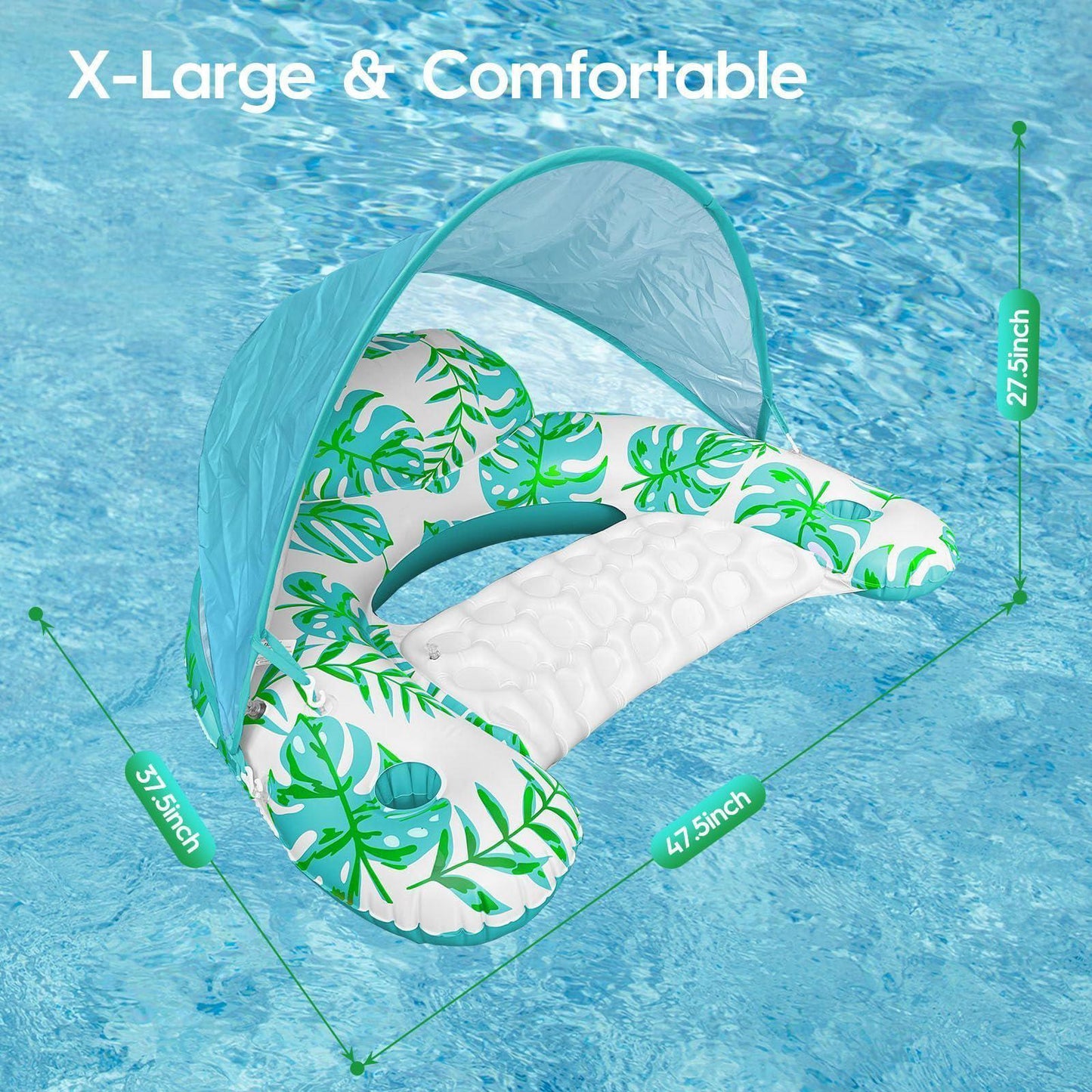 Comfortable Inflatable Pool Float with Canopy