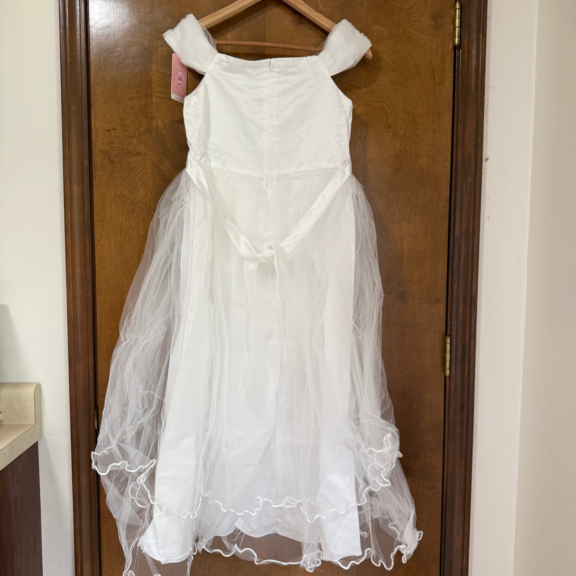 White Gold Sequin Flower Girl Party Gown Size 14